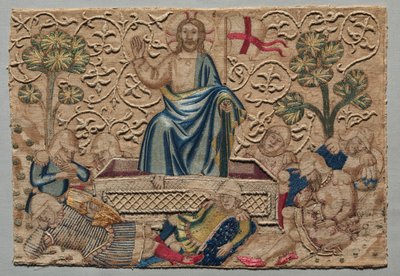 Die Auferstehung (Detail) von einem bestickten Altarfrontal, 1375-1400 von Unbekannt