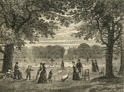 Der Round Pond, Kensington Gardens, ca. 1876 von Unbekannt