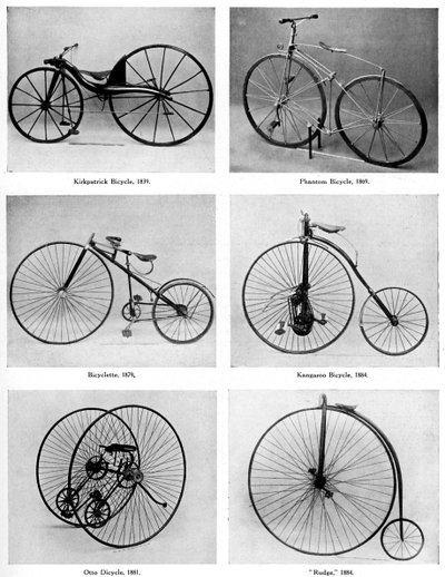 Die Entwicklung des Fahrrads, 19. Jahrhundert, ca. 1920 von Unbekannt