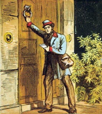 Da ist das Klopfen des Postboten!, 1867 von Unbekannt