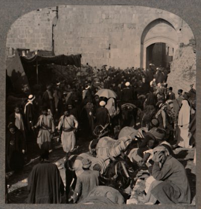 Verkehr am Stephanstor, Jerusalem, ca. 1900 von Unbekannt