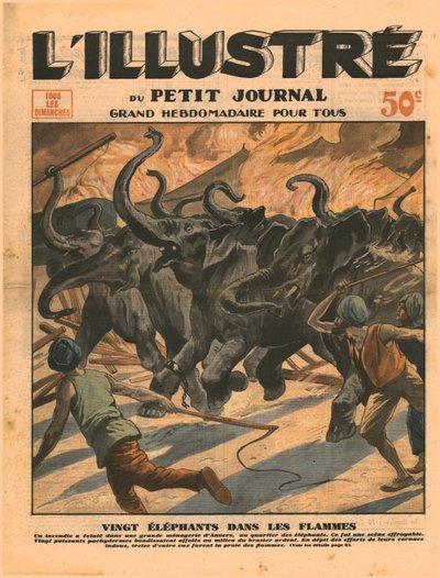 Zwanzig Elefanten in den Flammen, 1932 von Unbekannt