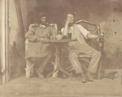 Zwei Männer an einem Tisch, 1850er Jahre von Unbekannt