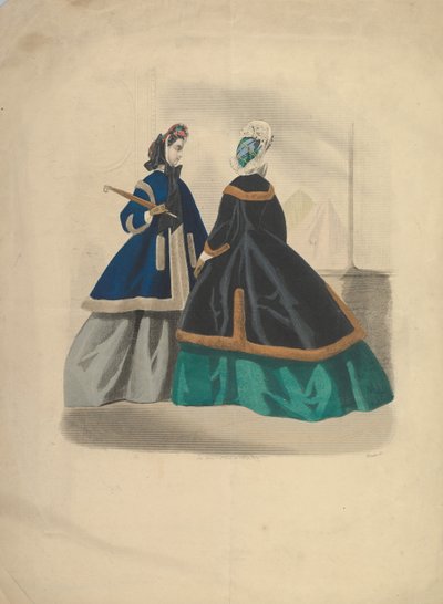 Zwei Frauen in Mänteln, 1863-64 von Unbekannt