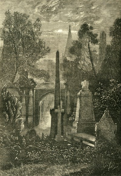 Ansicht auf den Highgate Cemetery, ca. 1876 von Unbekannt
