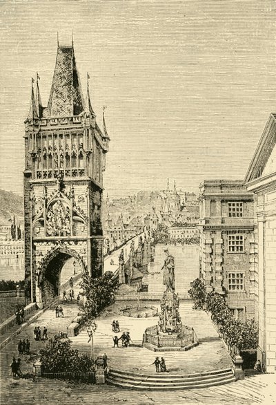 Blick auf Prag - Der Brückenturm, 1890 von Unbekannt