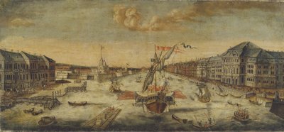 Blick auf die Ufer des Flusses Newa, 1753 von Unbekannt