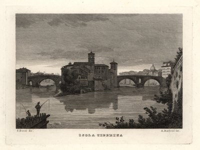 Blick auf die Tiberinsel, Rom von Unbekannt