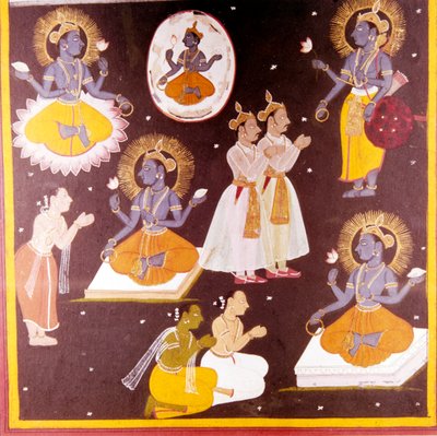 Vishnu verehrt in fünf Manifestationen, um 1690 von Unbekannt