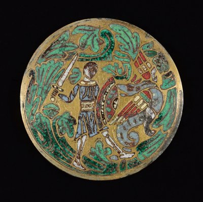 Krieger kämpft gegen einen Drachen, um 1170-1180 von Unbekannt