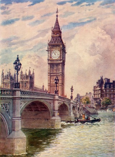 Westminster Bridge und Big Ben, ca. 1948 von Unbekannt