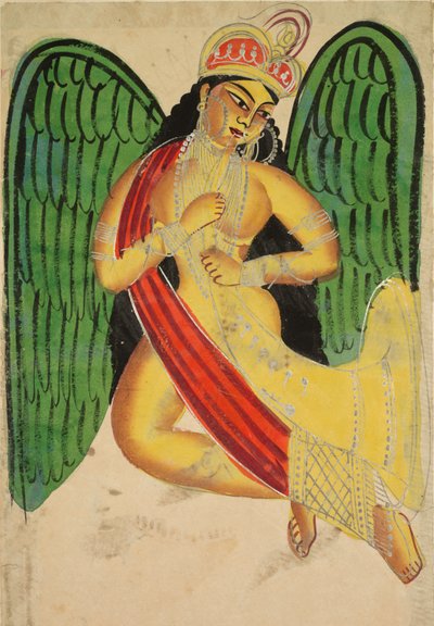 Geflügelte Apsara mit einem Horn von Unbekannt