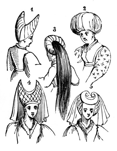Frauenkopfbedeckungen, 15. Jahrhundert, 1910 von Unbekannt
