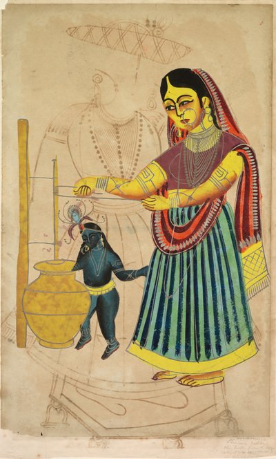 Yasoda beim Butterrühren, 1800er Jahre von Unbekannt