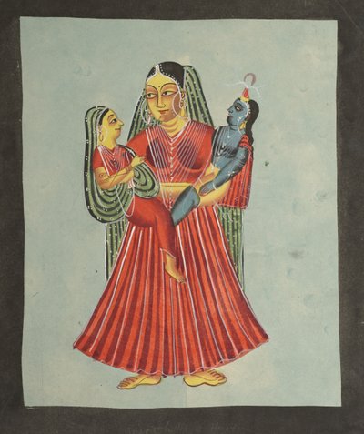 Yasoda hält Krishna und Radha, 1800er von Unbekannt