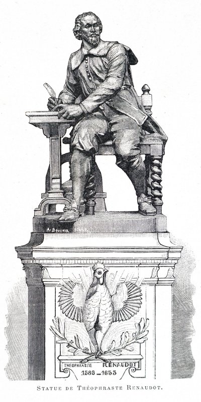 Eine Statue von Theophraste Renaudot von Unbekannt