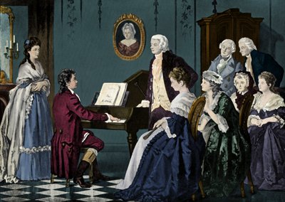 Beethoven spielt bei Wolfgang Amadeus Mozart von Unbekannter Künstler