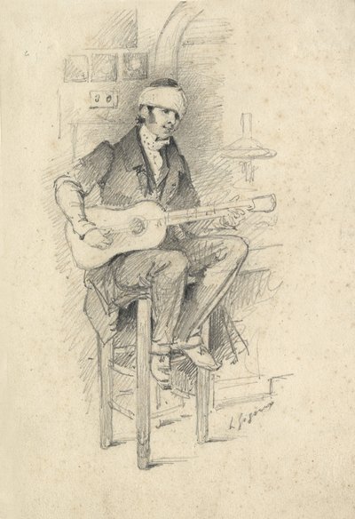 Verletzter junger Gitarrenspieler, Frankreich, ca. 1830 von Unbekannter Künstler