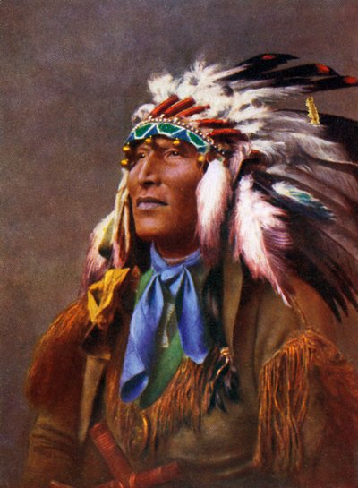 Ureinwohner Amerikas in traditioneller Tracht (Druck) von Unbekannter Künstler