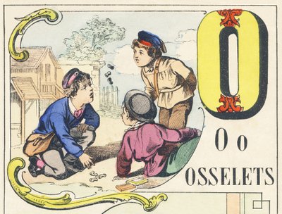 O: osselets - Spiele Alphabet, ca. 1890 von Unbekannt