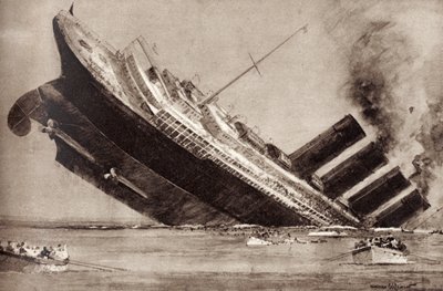 Der Untergang der Lusitania von Unbekannter Künstler