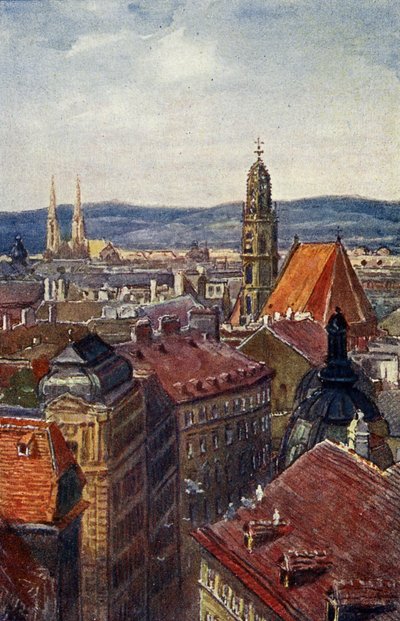 Wien, Österreich: Dachansicht der Türme von Unbekannter Künstler