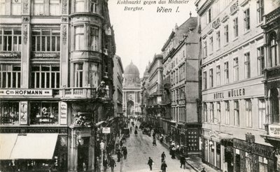 Wien: Kohlmarkt mit Michaelerkirche im Hintergrund von Unbekannter Künstler