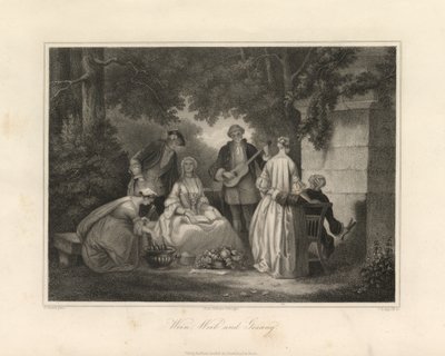 Wein, Weib und Gesang, Triest, ca. 1850 (Gravur) von Unbekannter Künstler