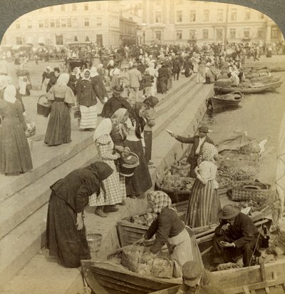 Marktboote, Helsinki, Finnland von Underwood and Underwood