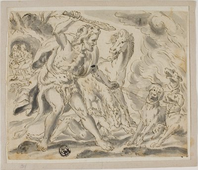 Herkules, Cerberus und die Stuten des Diomedes von Unknown
