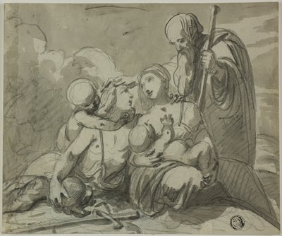 Heilige Familie mit Kriegerheiligem von Unknown