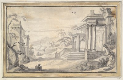 Italienische Landschaft mit imaginärer Villa von Unknown