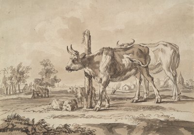Wiese mit Kühen und Schafen von Unknown