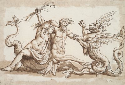 Nereide und Triton kämpfen gegen einen Greif von Unknown
