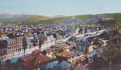 Postkarte, die Sarajevo und die Appel-Quai darstellt, 1913 von Unknown