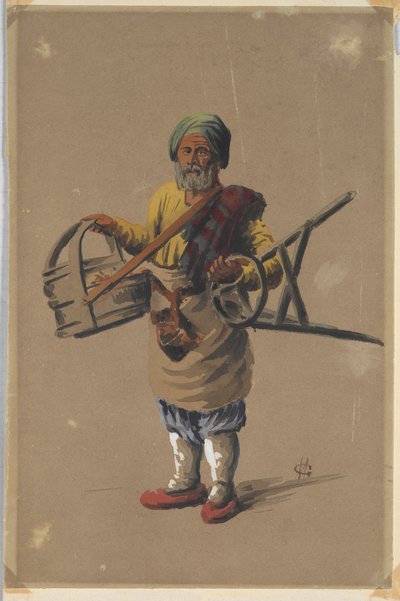 Russischer (?) Mann mit Korb und Hocker von Unknown