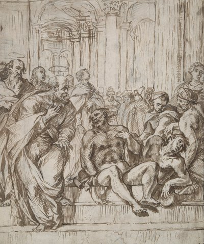 Heilung des Lahmen durch die Heiligen Petrus und Paulus von Unknown