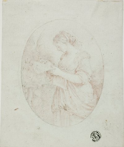Junge Frau beim Lesen von Unknown