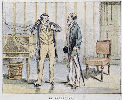 Karikaturbild am Telefon von Unknown artist