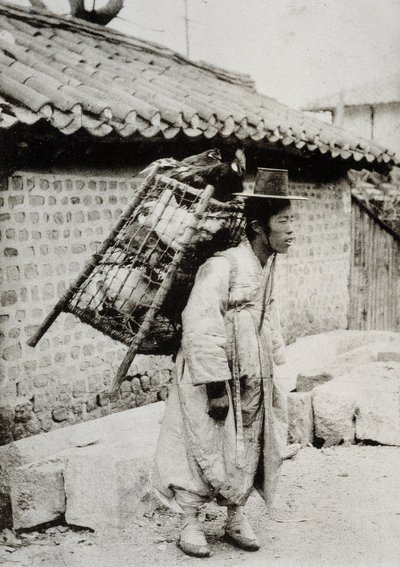 Hühnchenhändler, Korea, Ende des 19. Jahrhunderts von Unknown artist
