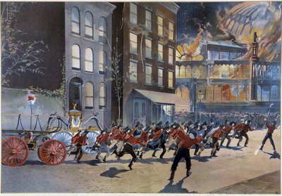 Feuer und Feuerwehrleute in New York von Unknown artist