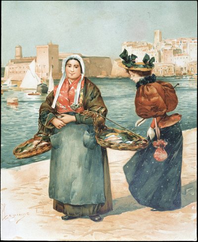 Austernhändler - Zeichnung von Dellepienne von Unknown artist