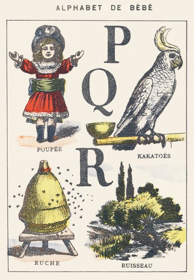P Q R: Puppe, Kaki, Bienenstock, Bach von Unknown artist