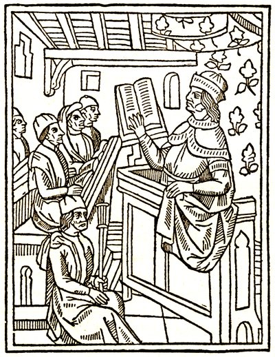 Professor lehrt von einem Stuhl aus von Unknown artist