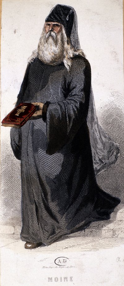 Russisch-orthodoxer Mönch. Gravur von Unknown artist