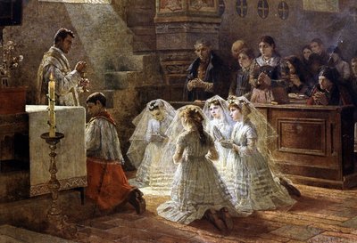Kommunionsszene im 19. Jahrhundert von Unknown artist