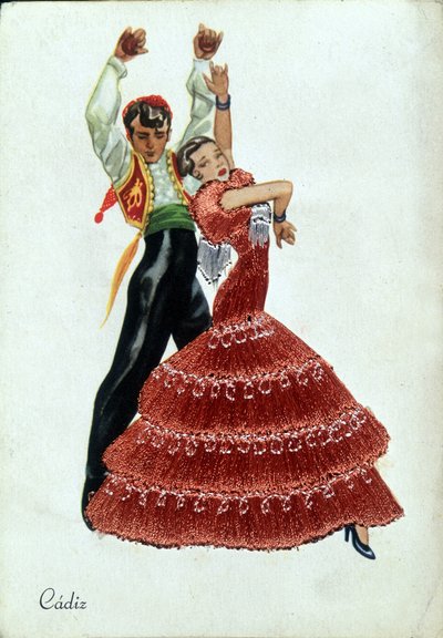 Spanische Flamenco-Tänzer in traditioneller Kleidung von Unknown artist