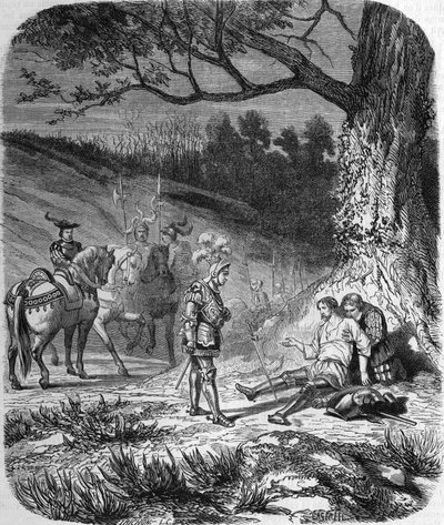 Der Herzog von Bourbon und Bayard im Sterben von Unknown artist