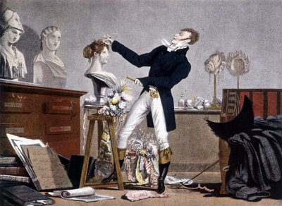 Der Friseur - Lithographie, Anfang 19. Jahrhundert von Unknown artist