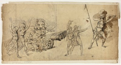 Engel-Artillerie (recto); Kampfszene (verso) von Unknown artist